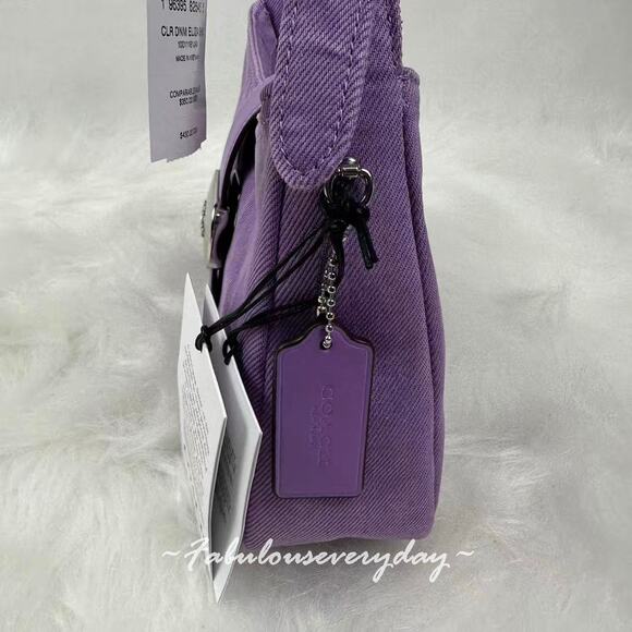 Coach Eliza Shoulder Bag In Denim/Silver/Iris CBR14 NWT - Picture 5 of 9